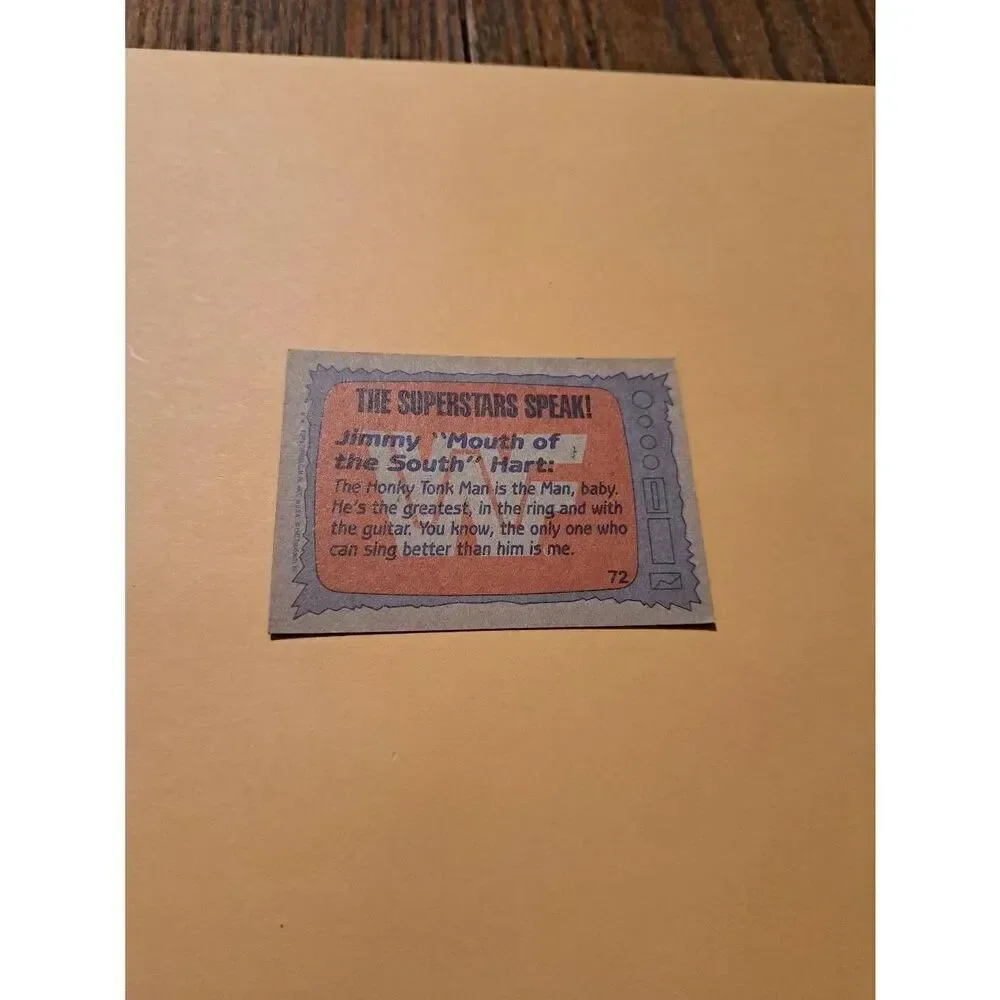 Vintage 1987 WWF Topps Trading Card 72 Honky Tonk Man Jimmy Hart Superstar Speak